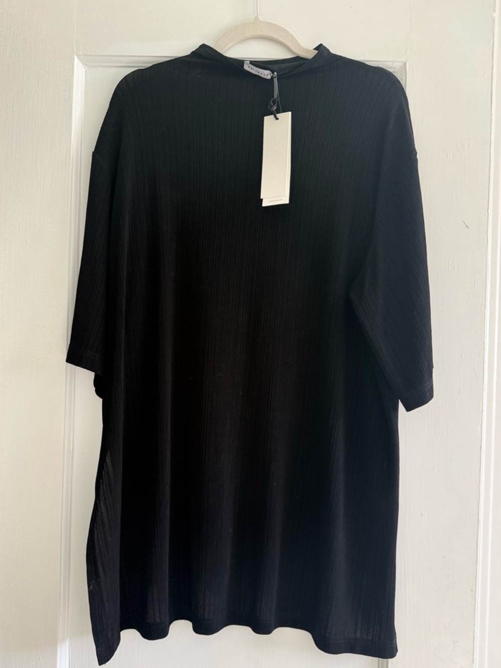 Lattelier Black Ribbed Mock Neck Tunic